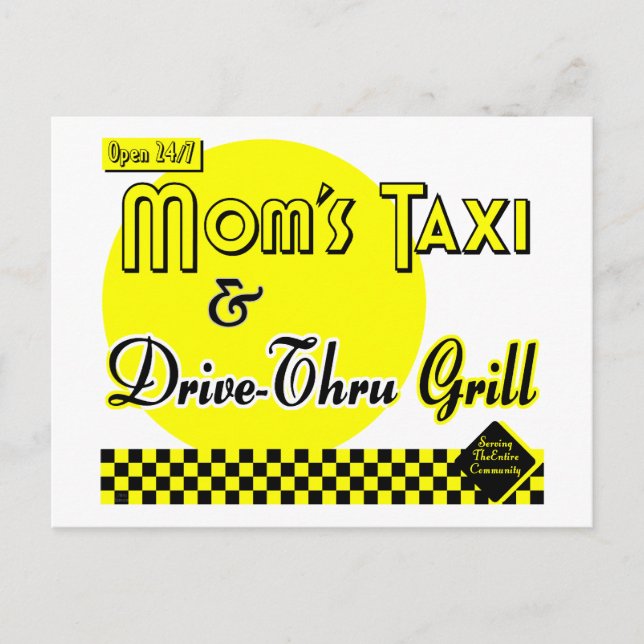 Moms Taxi and Drive-Thru Grill Blank Postcard (Front)