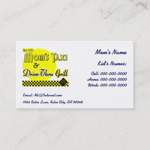 Mom's Taxi Custom Kids Retro Calling Business Card