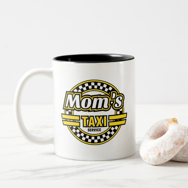 Mom's Taxi Service Logo Coffee Mug (With Donut)