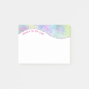 Mom's To Do List, Iridescent Wave & Silver Stars Post-it Notes