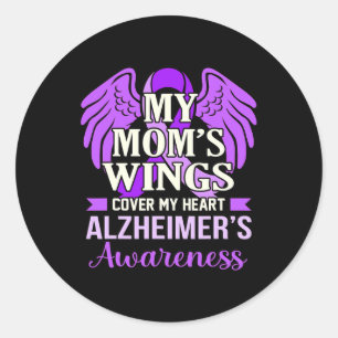 Mom's Wings Cover My Heart Heimerheimer's Awarenes Classic Round Sticker