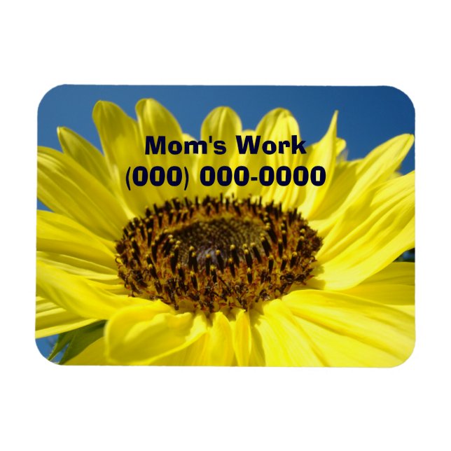 Mom's Work Phone Number magnet Sunflowers (Horizontal)