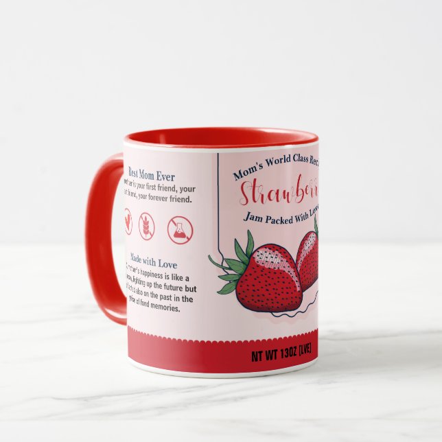 Mom's World Class Strawberry Love Jam Mug (Front Left)