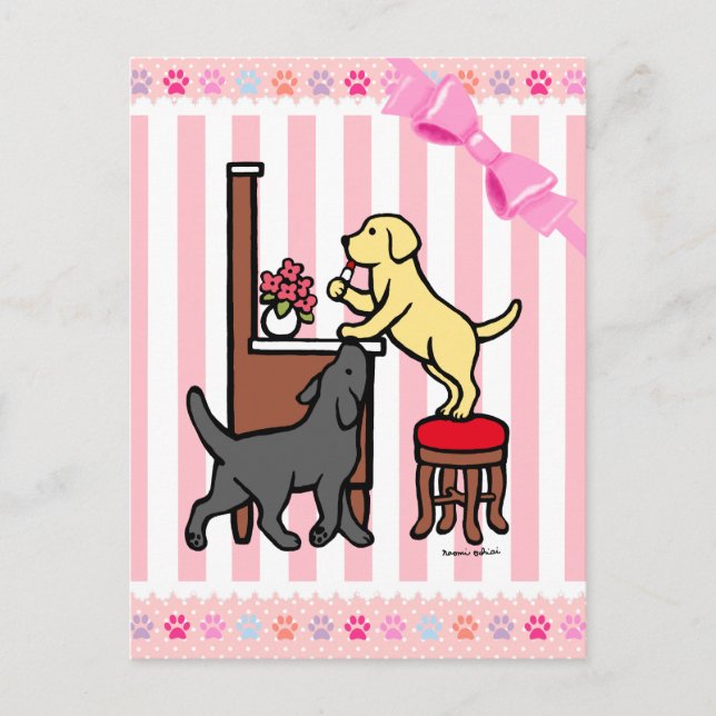 Mom's Yellow Lab and Black Lab Postcard (Front)