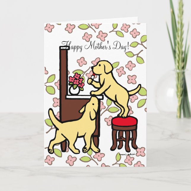Mom's Yellow Lab Puppy Duo Card (Front)