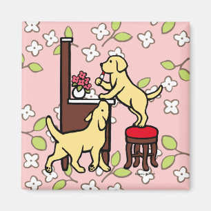 Mom's Yellow Lab Puppy Duo Magnet