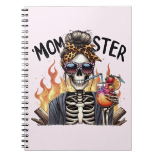 Momster: A Skeleton Mom on Fire Drinking Sangria Notebook