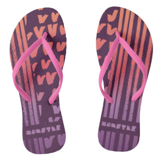 momster and hand drawn pattern flip flops