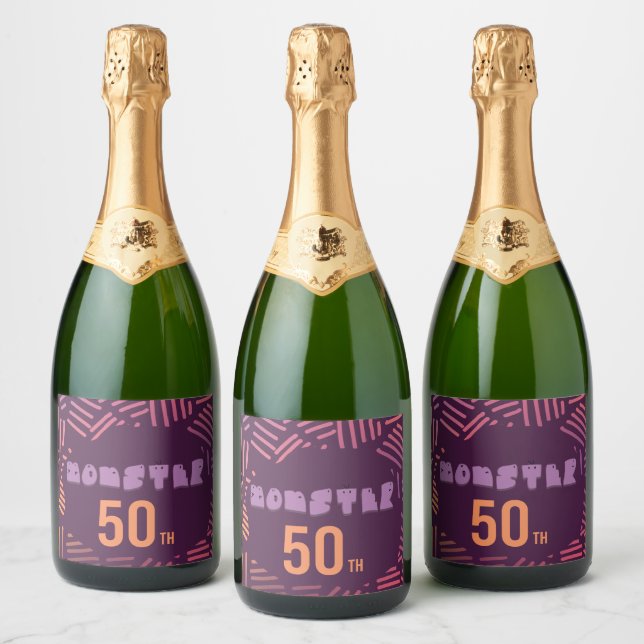 momster and hand drawn patterns sparkling wine label (Bottles)