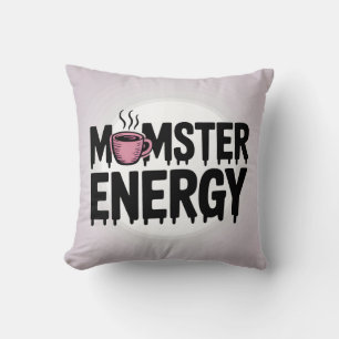 Momster Energy Funny Halloween Decor for Moms Throw Pillow