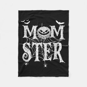 Momster Funy Halloween For Mom Monster Pumpkin Mom Fleece Blanket