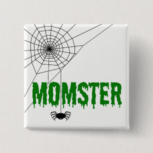 Momster Green Dripping Font Spider Web 2 Inch Square Button