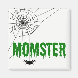 Momster Green Dripping Font Spider Web Magnet