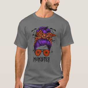 Momster Halloween Costumes Mother Spider Messy Bun T-Shirt