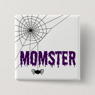 Momster Purple Dripping Font Spider Web 2 Inch Square Button