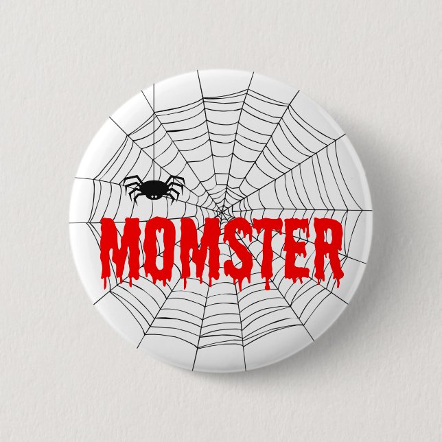 Momster Red Dripping Font Spider Web 2 Inch Round Button (Front)
