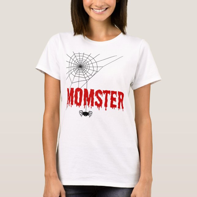 Momster Red Dripping Font Spider Web T-Shirt (Front)