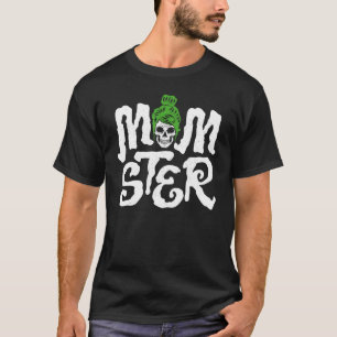 Momster Salty Skull Mom Messy Bun Distressed Hallo T-Shirt