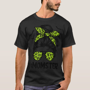 Momster Shirt for Women Halloween Mom Messy Bun Le