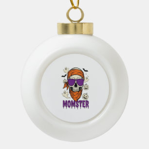 Momster skull Funny Halloween Mom Ceramic Ball Christmas Ornament