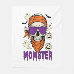 Momster skull Funny Halloween Mom Fleece Blanket