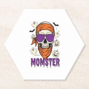 Momster skull Funny Halloween Mom Paper Coaster