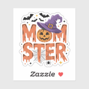 Momster Spooky Halloween Mom Witch Hat Pumpkin Art