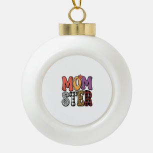 Momster Vintage Mom Leopard Plaid Typography Desig Ceramic Ball Christmas Ornament