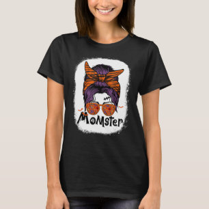 Momster Womens Halloween Messy Bun Mom T-Shirt
