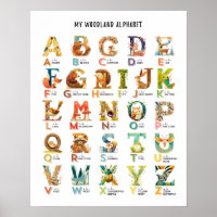 Mon alphabet animal boisé Poster éducatif
