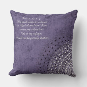 Mon âme attend le Psaume Purple Coussin Doily
