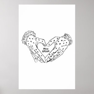 Mon Amour Gloves Heart Print Elegant French Wall