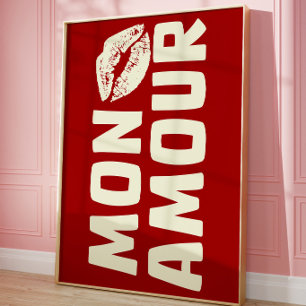 Mon Amour Retro Typography Print French Love