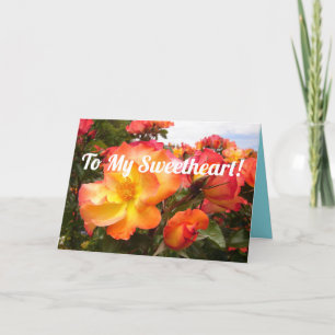 Mon amour Rose fleurs florales Carte d'anniversair