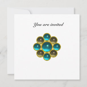 MON aquamarine agate white Invitation