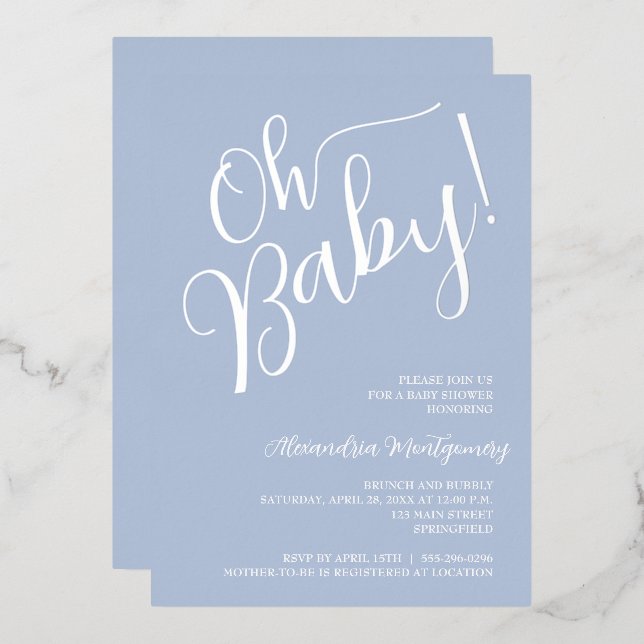Mon bébé ! Boy Baby shower Blue Invitation (Recto/Verso)
