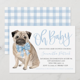 Mon bébé ! Cute Chien Blue Boy Shoy Invitation