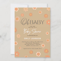 Mon bébé ! Daisy Beige Baby shower Invitation