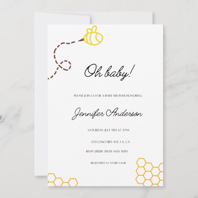 Mon bébé ! Invitation Baby shower d'abeilles (Devant)
