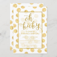 Mon bébé ! Invitation Baby shower Pois d'or