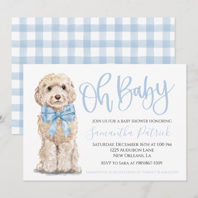 Mon bébé ! Invitation de Baby shower de Chien Chie (Devant / Derrière)