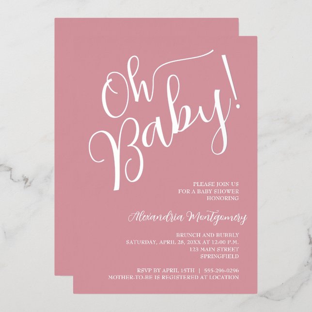 Mon bébé ! Invitation rose Baby shower fille (Recto/Verso)