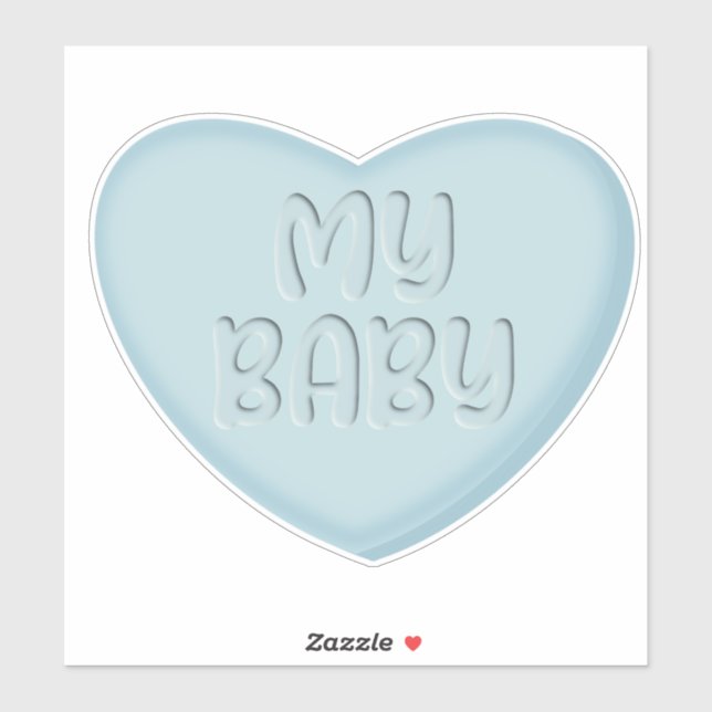 Mon Bébé Pastel Blue Candy Heart Sticker (Feuille)