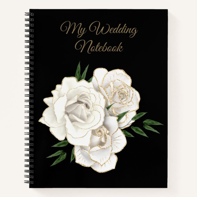 Mon Carnet Mariage Or et Roses Blanches (Devant)