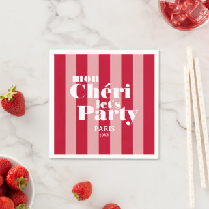 Mon Cherie Let's Party Cherry Red Bold Stripe Napkin