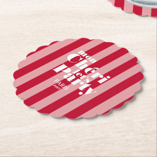Mon Cherie Let's Party Cherry Red Bold Stripe Paper Coaster