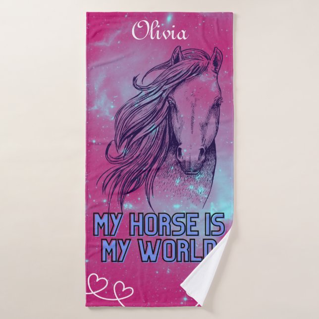 Mon Cheval Est Ma Magenta Mondiale (Serviette de bain)