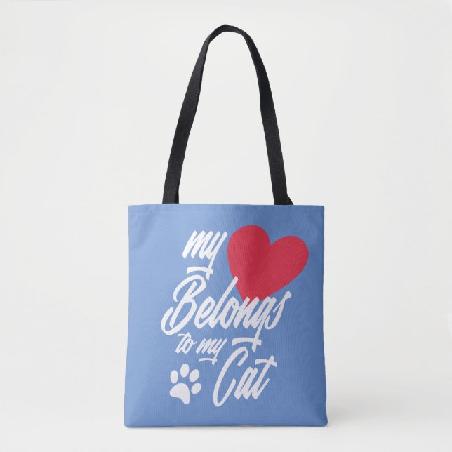 Mon coeur appartient à mon chat Valentine | Sac fo (Devant)