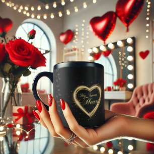 Mon coeur doux Black Gold Valentine Coffee Mug