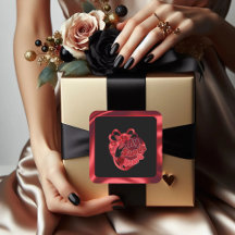 Mon coeur doux Rouge brillant Sticker Carré Valent